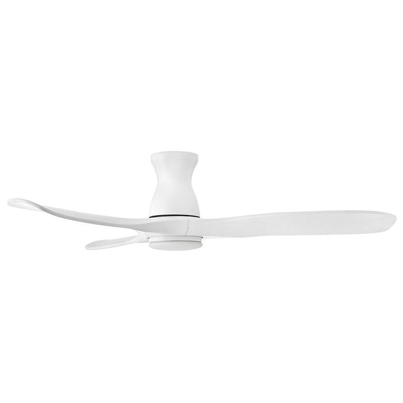 Hinkley Swell Flush Illuminated 56in LED Smart Ceiling Fan | Modern Matte White Steel and White Glass | Damp-Rated Indoor & Covered | Model 903456FWW-LDD
