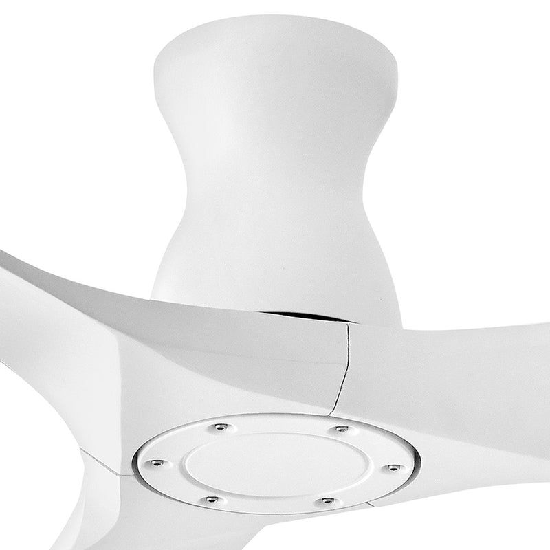 Hinkley Swell Flush Illuminated 56in LED Smart Ceiling Fan | Modern Matte White Steel and White Glass | Damp-Rated Indoor & Covered | Model 903456FWW-LDD