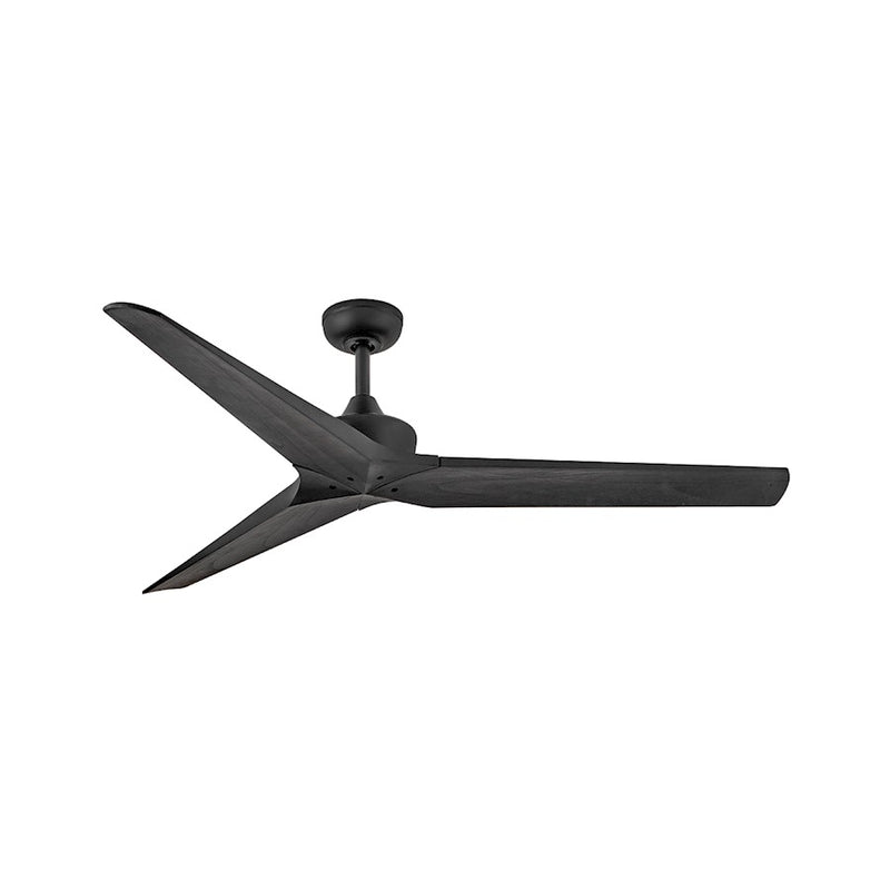 Hinkley Chisel 60in Smart Ceiling Fan | Modern Matte Black Steel and Wood Blades | Covered Patio & Living Room | 60 x 60 x 12 in | Model 903760FBB-NDD
