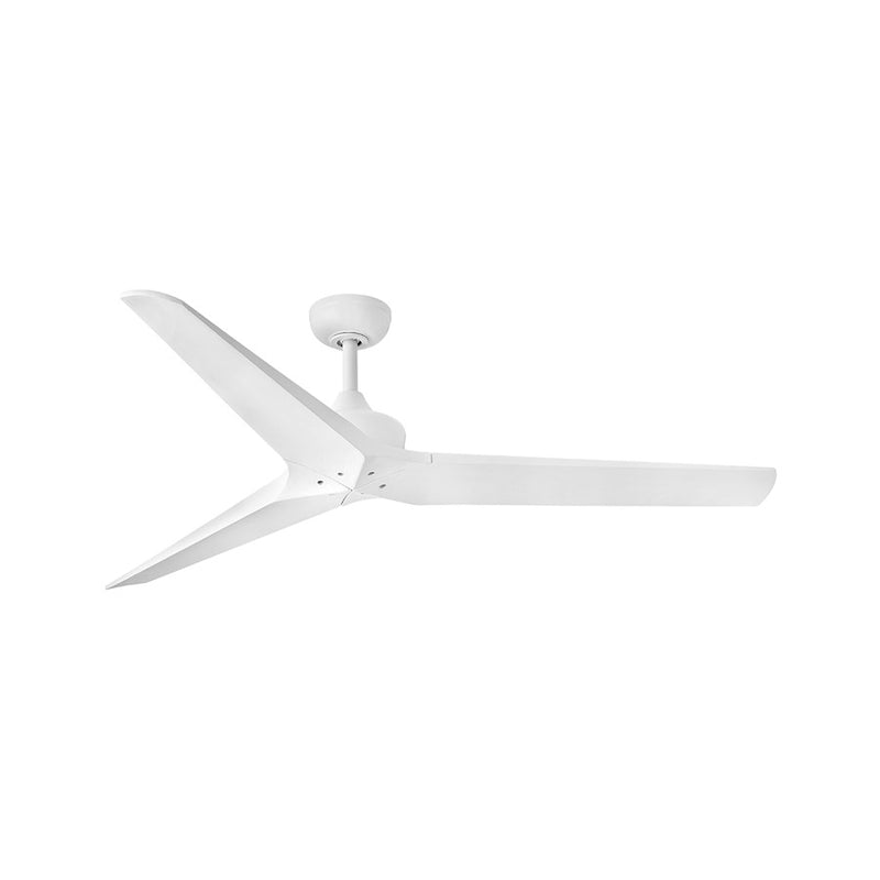Hinkley Chisel 60in Smart Ceiling Fan | Modern Matte White Steel and Wood Blades | Living Room & Covered Patio | 60 x 60 x 12 in | Model 903760FWW-NDD