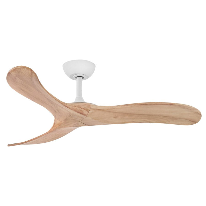 Hinkley Swell 48in Smart Ceiling Fan | Modern Matte White Steel and Natural Wood Blades | Covered Patio & Bedroom | 48 x 48 x 11.5 in | Model 903848FMW-NDD