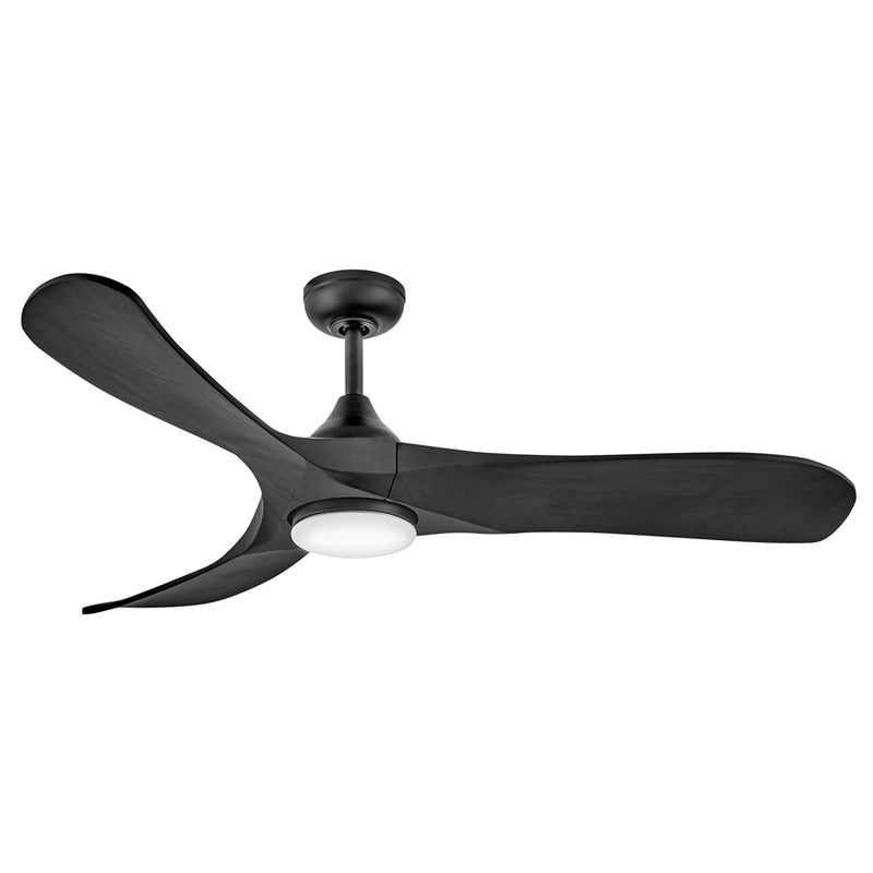 Hinkley Swell Illuminated 56in LED Smart Ceiling Fan | Modern Matte Black Steel and White Glass | Covered Patio & Indoor Living | 56 | Model 903856FBB-LDD