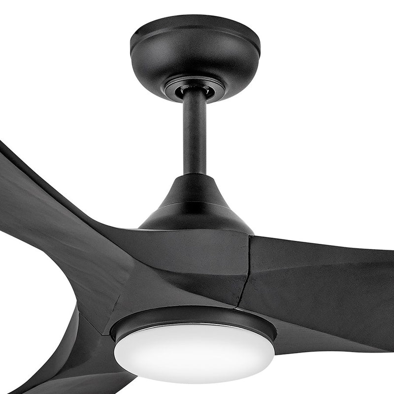 Hinkley Swell Illuminated 56in LED Smart Ceiling Fan | Modern Matte Black Steel and White Glass | Covered Patio & Indoor Living | 56 | Model 903856FBB-LDD