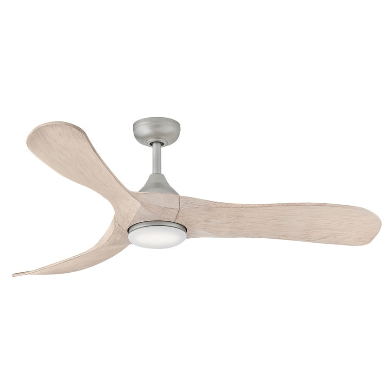 Hinkley Swell Illuminated 56in LED Smart Ceiling Fan | Modern Brushed Nickel Steel and Bleached Ashwood Wood Blades | Covered Patio | Model 903856FBN-LDD