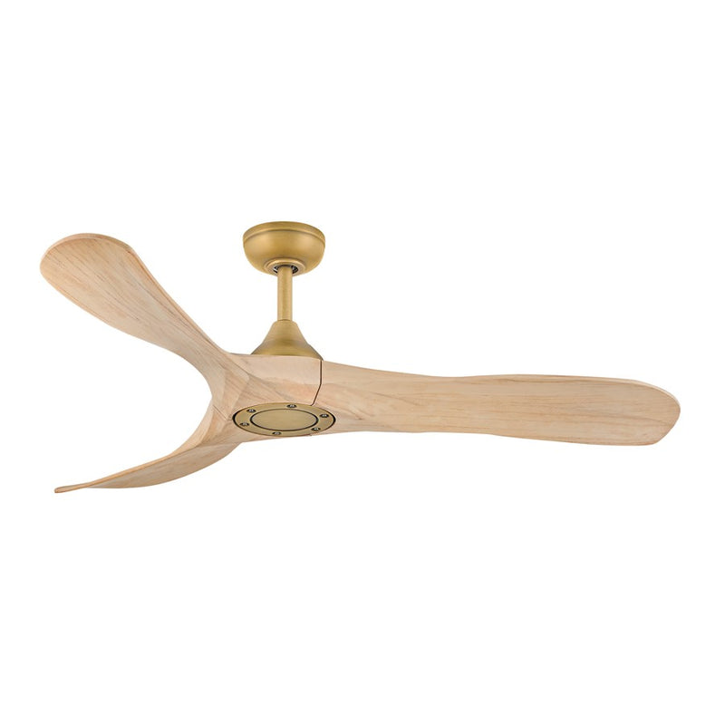 Hinkley Swell Illuminated 56in LED Smart Ceiling Fan | Modern Heritage Brass Steel and Natural Wood Blades with Etched Opal Glass | Model 903856FHB-LDD
