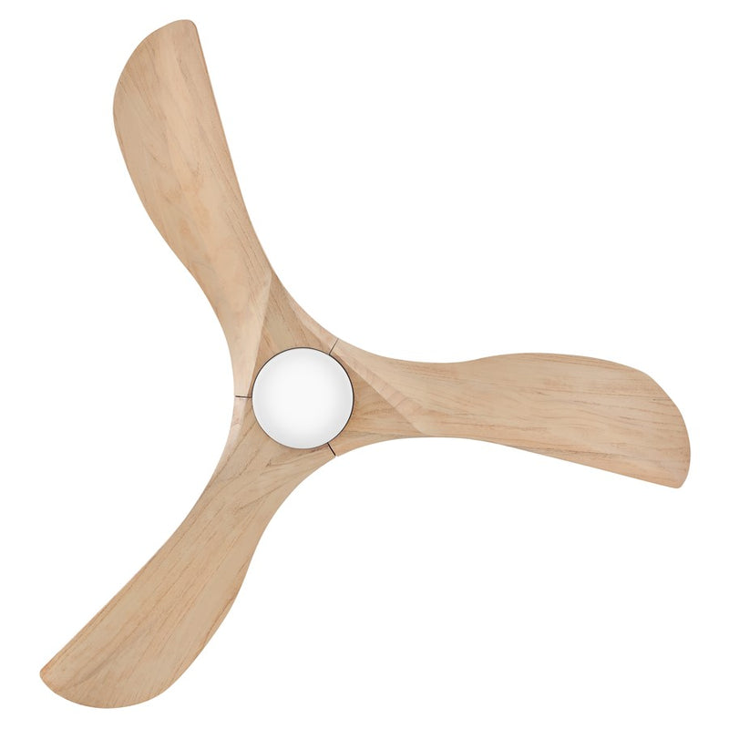 Hinkley Swell Illuminated 56in LED Smart Ceiling Fan | Modern Heritage Brass Steel and Natural Wood Blades with Etched Opal Glass | Model 903856FHB-LDD