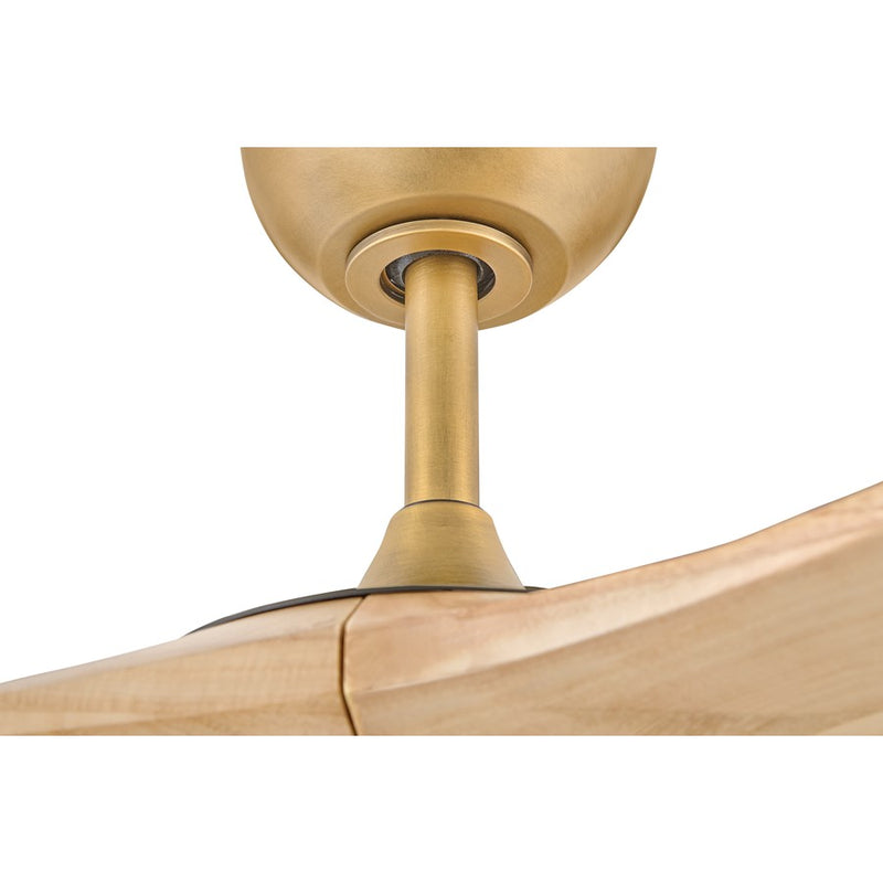 Hinkley Swell 60in Smart Ceiling Fan | Modern Heritage Brass Steel and Natural Wood Blades | Indoor & Covered Outdoor Living | 60 x | Model 903860FHB-NDD