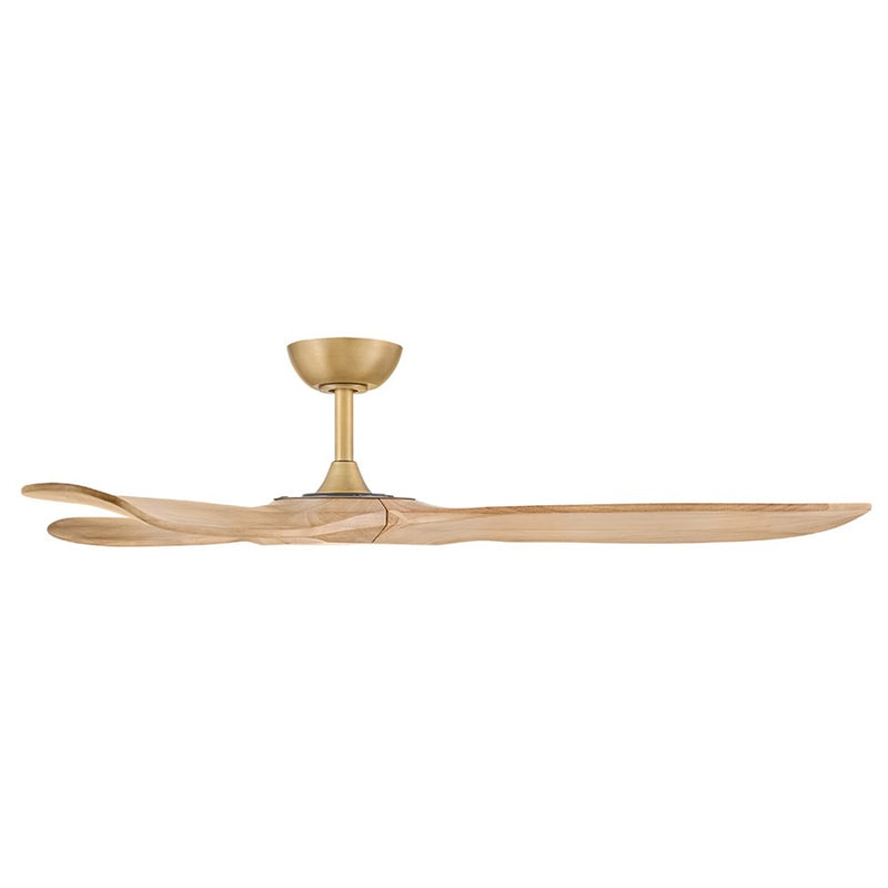 Hinkley Swell 60in Smart Ceiling Fan | Modern Heritage Brass Steel and Natural Wood Blades | Indoor & Covered Outdoor Living | 60 x | Model 903860FHB-NDD