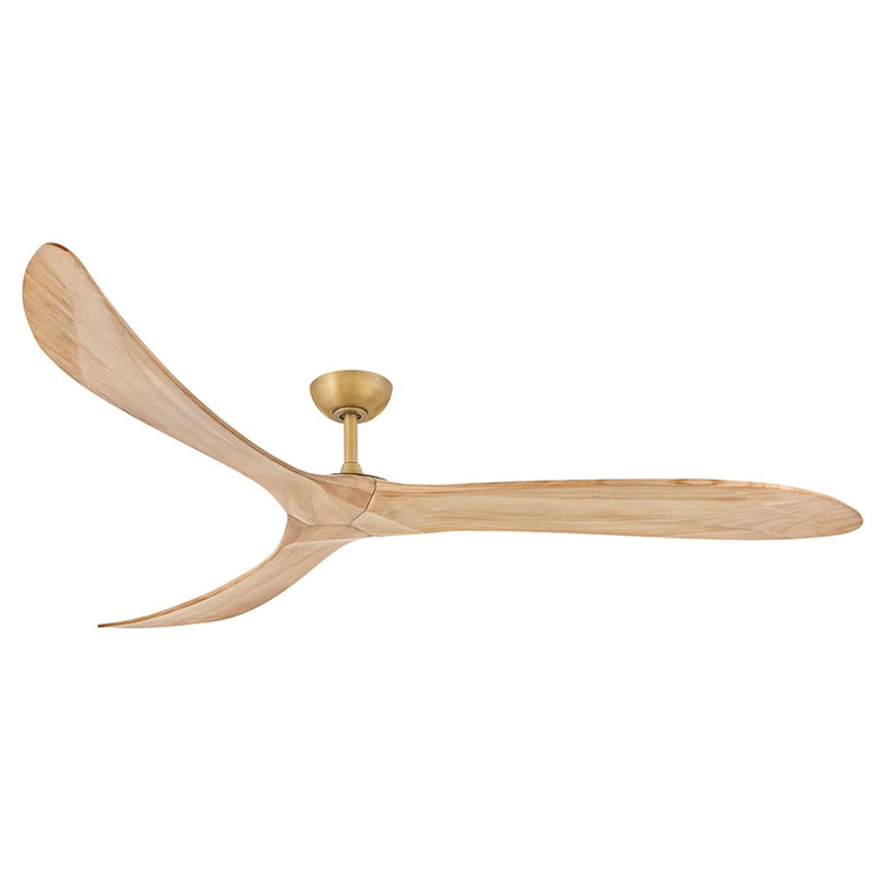 Hinkley Swell 80in Smart Ceiling Fan | Modern Heritage Brass Steel and Natural Wood Blades | Covered Patio & Indoor Living | 80 x 80 | Model 903880FHB-NDD