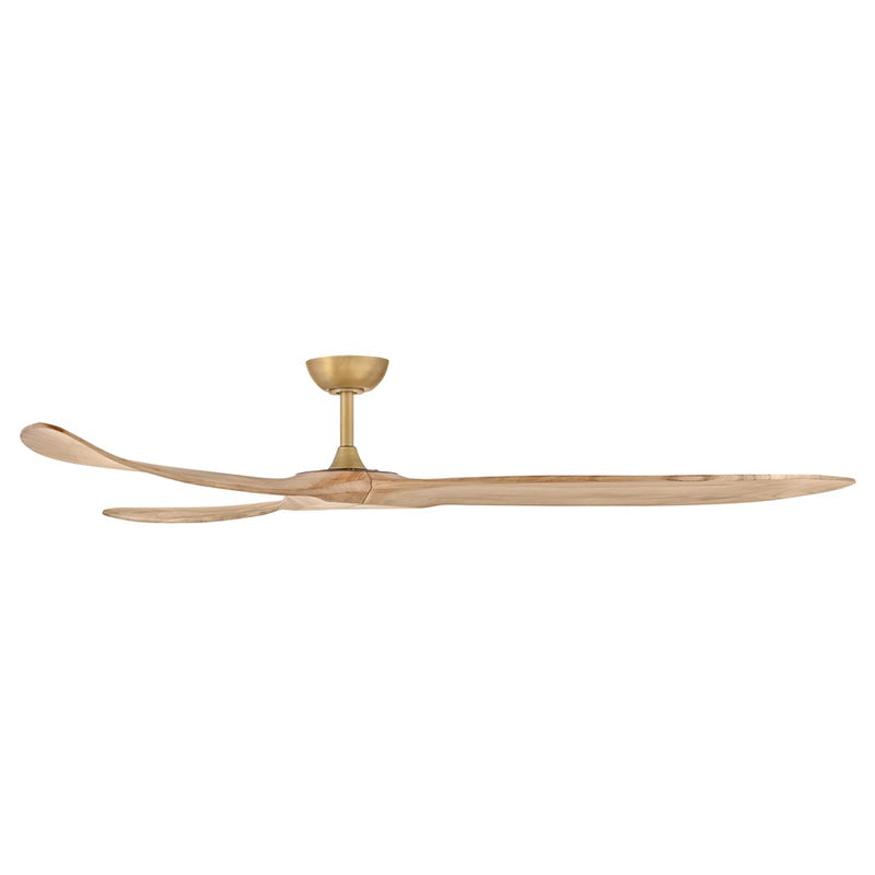 Hinkley Swell 80in Smart Ceiling Fan | Modern Heritage Brass Steel and Natural Wood Blades | Covered Patio & Indoor Living | 80 x 80 | Model 903880FHB-NDD
