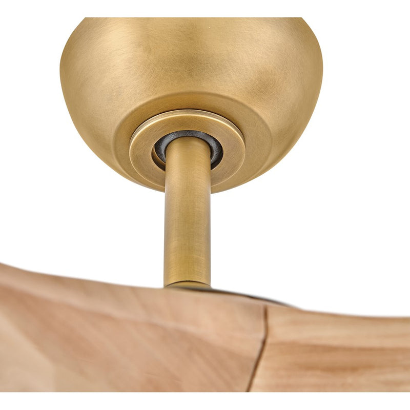 Hinkley Swell 80in Smart Ceiling Fan | Modern Heritage Brass Steel and Natural Wood Blades | Covered Patio & Indoor Living | 80 x 80 | Model 903880FHB-NDD