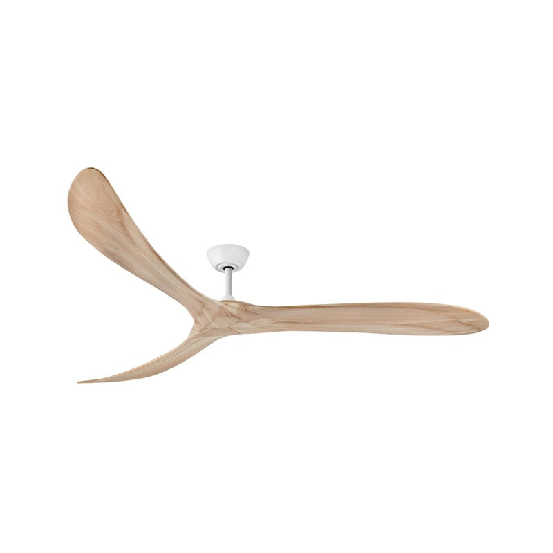 Hinkley Swell 80in Smart Ceiling Fan | Modern Matte White Steel and Natural Wood Blades | Indoor & Covered Patio | 80 x 80 x 13.75 | Model 903880FMW-NDD