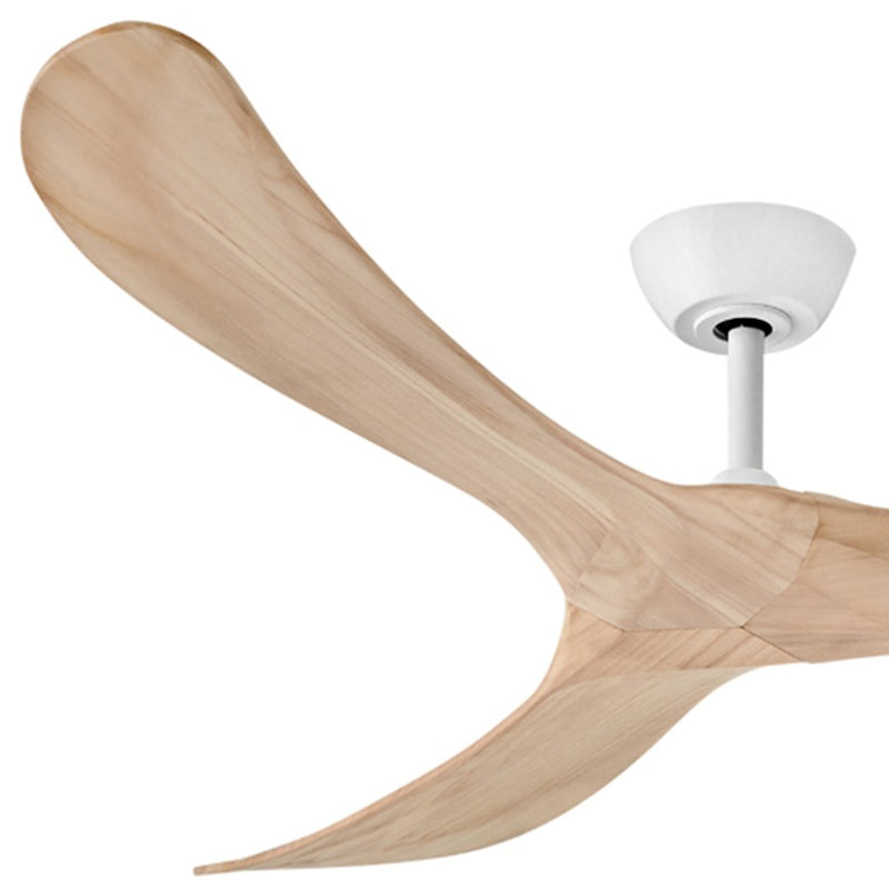 Hinkley Swell 80in Smart Ceiling Fan | Modern Matte White Steel and Natural Wood Blades | Indoor & Covered Patio | 80 x 80 x 13.75 | Model 903880FMW-NDD
