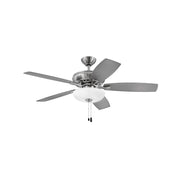 Hinkley Highland 52in LED Ceiling Fan | Transitional Brushed Nickel Steel and Mahogany Silver Wood Blades | Covered Patio & Living | Model 904152FBN-LIA