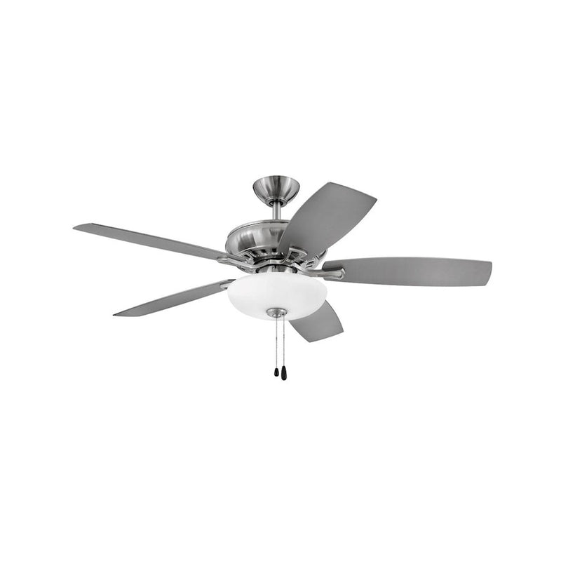 Hinkley Highland 52in LED Ceiling Fan | Transitional Brushed Nickel Steel and Mahogany Silver Wood Blades | Covered Patio & Living | Model 904152FBN-LIA