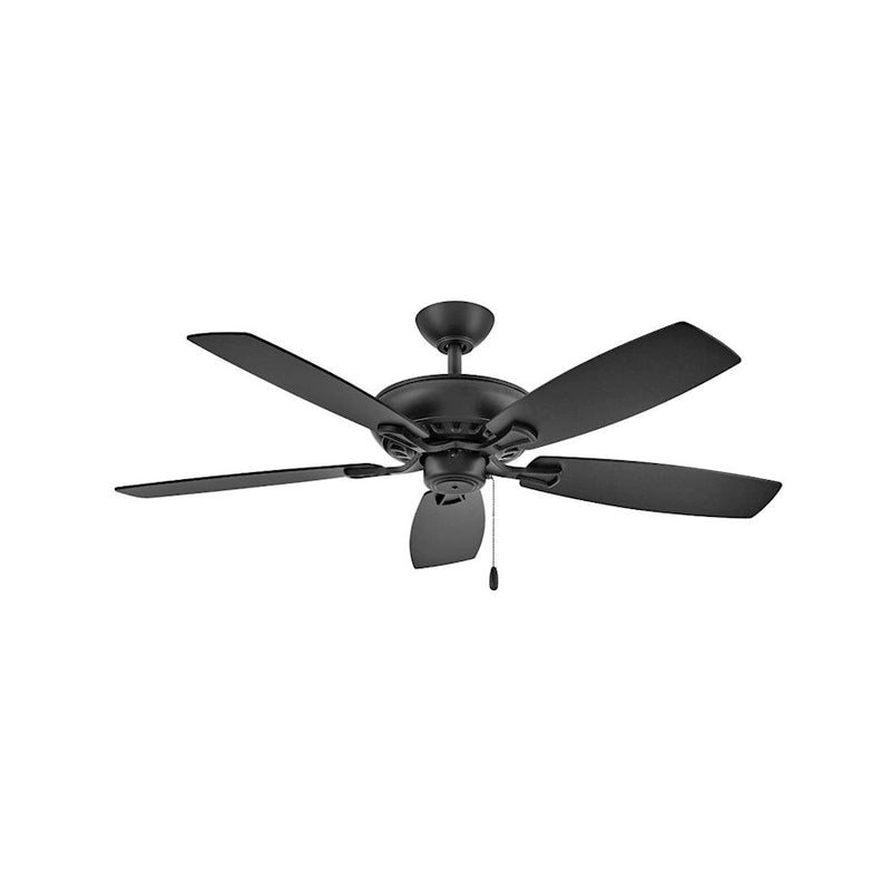 Hinkley Highland 52in Ceiling Fan | Transitional Matte Black Steel and Walnut Wood Blades | Living Room & Covered Patio | 52 x 52 x | Model 904152FMB-NIA