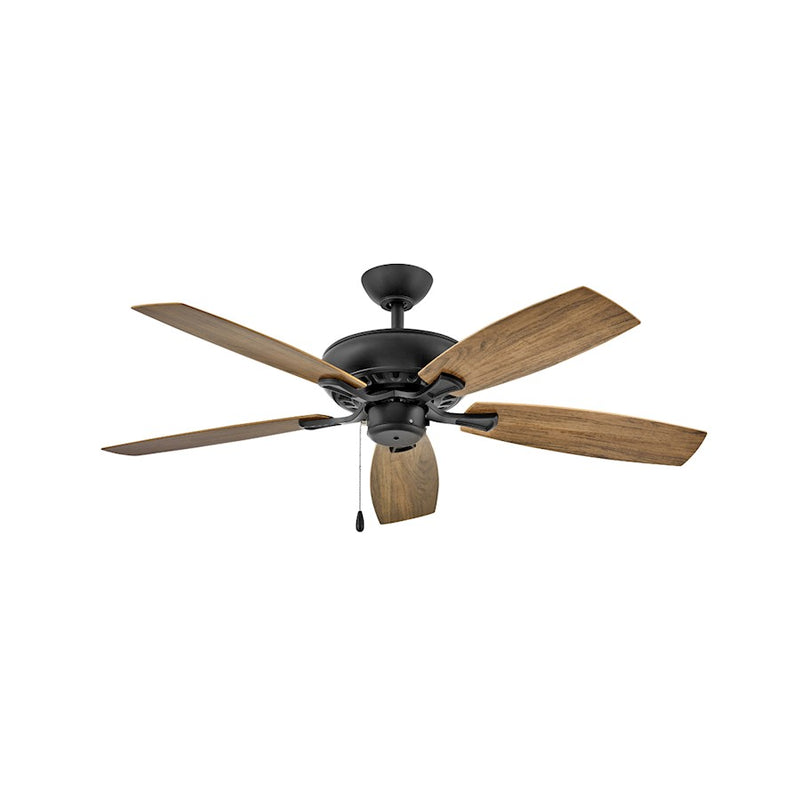 Hinkley Highland Wet 52in Ceiling Fan | Transitional Matte Black Steel and Birch Composite Blades | Covered Patio & Indoor Living | Model 904152FMB-NWA
