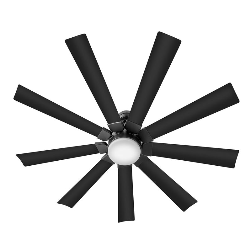 Hinkley Turbine 60in 9-Blade LED Smart Ceiling Fan | Modern Industrial Matte Black Steel and Etched Opal Glass | Indoor & Covered | Model 904260FBB-LWD