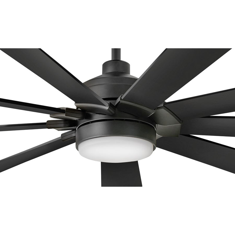 Hinkley Turbine 60in 9-Blade LED Smart Ceiling Fan | Modern Industrial Matte Black Steel and Etched Opal Glass | Indoor & Covered | Model 904260FBB-LWD
