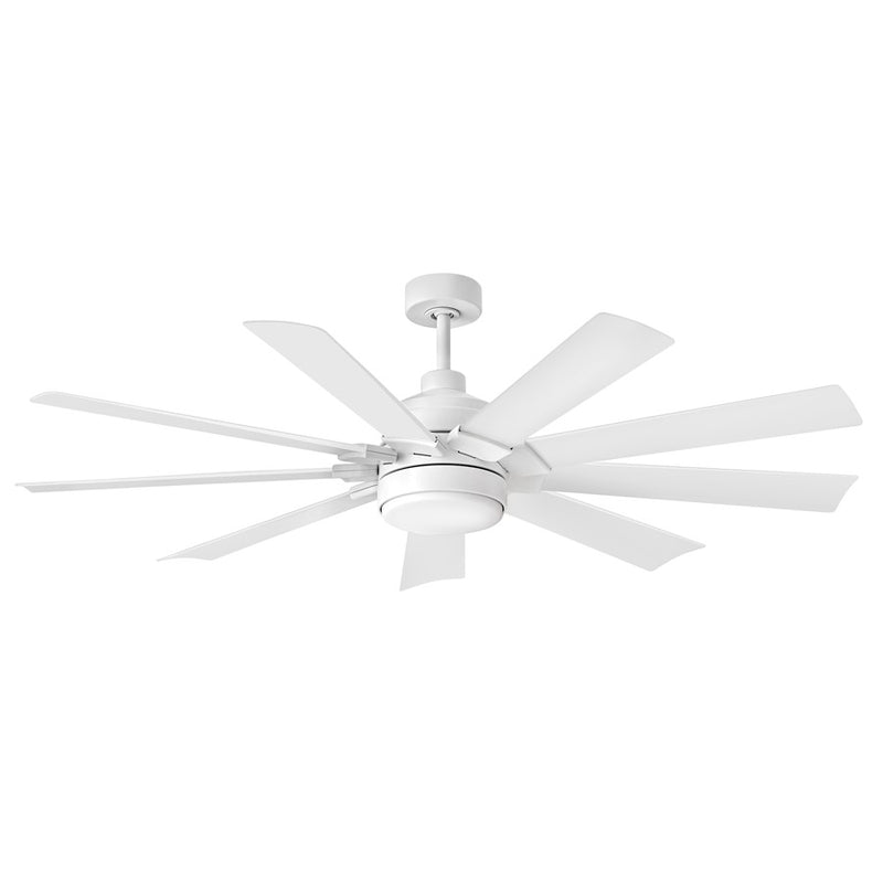 Hinkley Turbine 60in 9-Blade LED Smart Ceiling Fan | Modern Industrial Chalk White Steel and Etched Opal Glass | Indoor & Covered | Model 904260FWW-LWD
