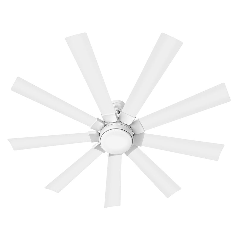 Hinkley Turbine 60in 9-Blade LED Smart Ceiling Fan | Modern Industrial Chalk White Steel and Etched Opal Glass | Indoor & Covered | Model 904260FWW-LWD
