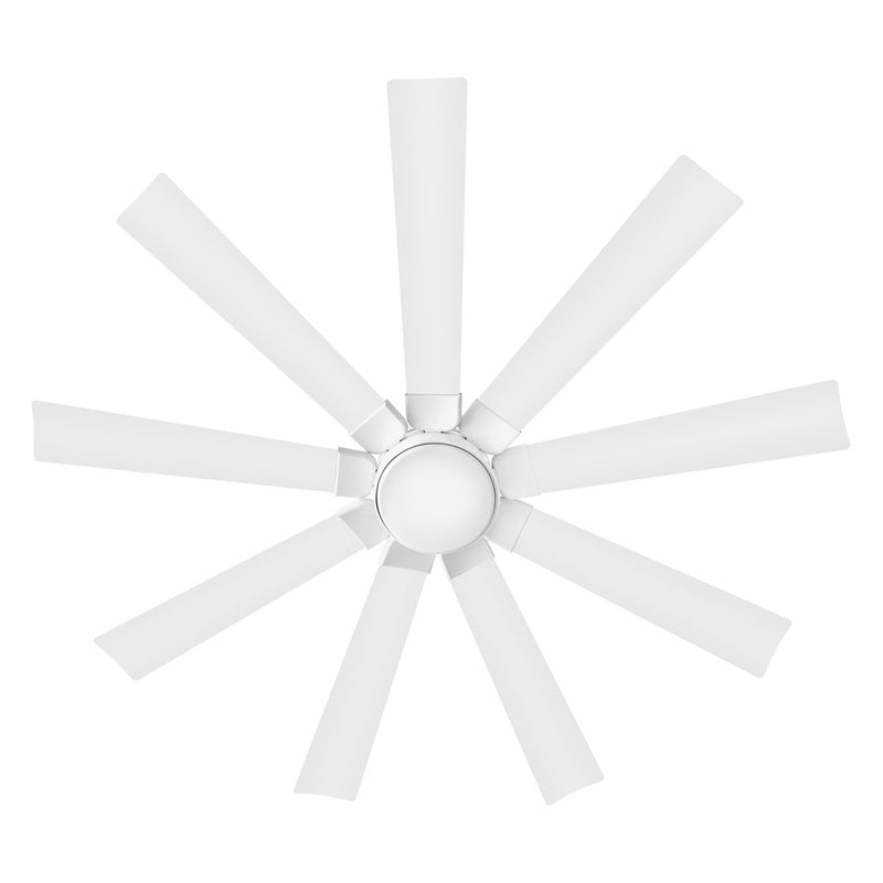 Hinkley Turbine 60in 9-Blade LED Smart Ceiling Fan | Modern Industrial Chalk White Steel and Etched Opal Glass | Indoor & Covered | Model 904260FWW-LWD