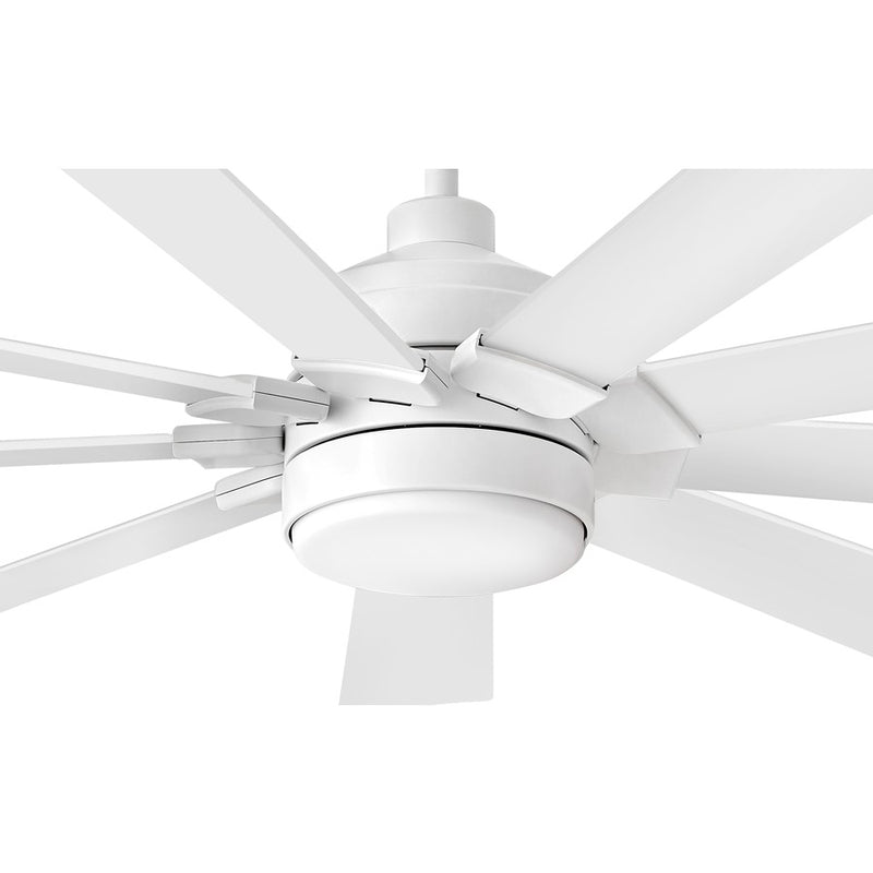 Hinkley Turbine 60in 9-Blade LED Smart Ceiling Fan | Modern Industrial Chalk White Steel and Etched Opal Glass | Indoor & Covered | Model 904260FWW-LWD