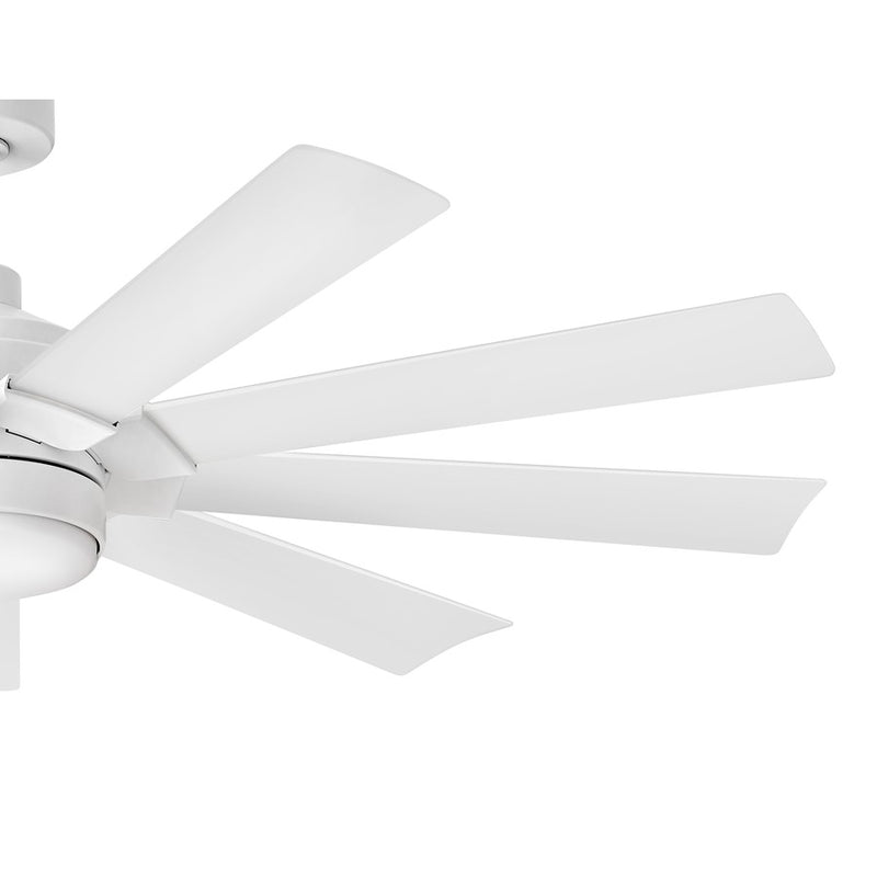 Hinkley Turbine 60in 9-Blade LED Smart Ceiling Fan | Modern Industrial Chalk White Steel and Etched Opal Glass | Indoor & Covered | Model 904260FWW-LWD