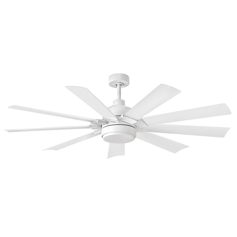 Hinkley Turbine 60in 9-Blade LED Smart Ceiling Fan | Modern Industrial Chalk White Steel and Etched Opal Glass | Indoor & Covered | Model 904260FWW-LWD