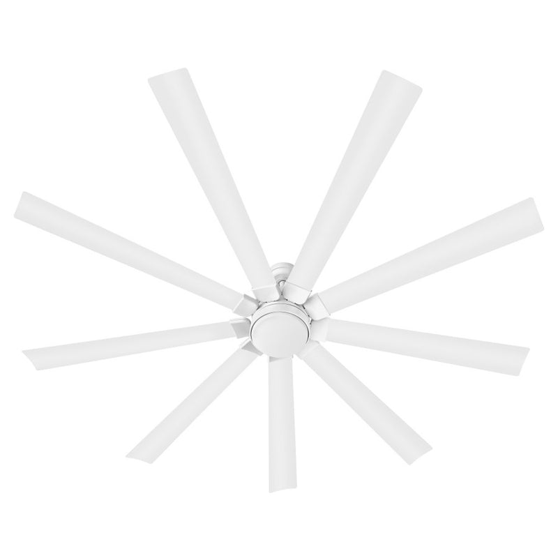 Hinkley Turbine 80in 9-Blade LED Smart Ceiling Fan | Modern Industrial Chalk White Steel and Etched Opal Glass | Covered Patio & | Model 904280FWW-LWD
