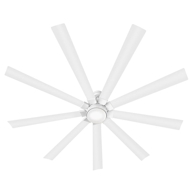 Hinkley Turbine 80in 9-Blade LED Smart Ceiling Fan | Modern Industrial Chalk White Steel and Etched Opal Glass | Covered Patio & | Model 904280FWW-LWD
