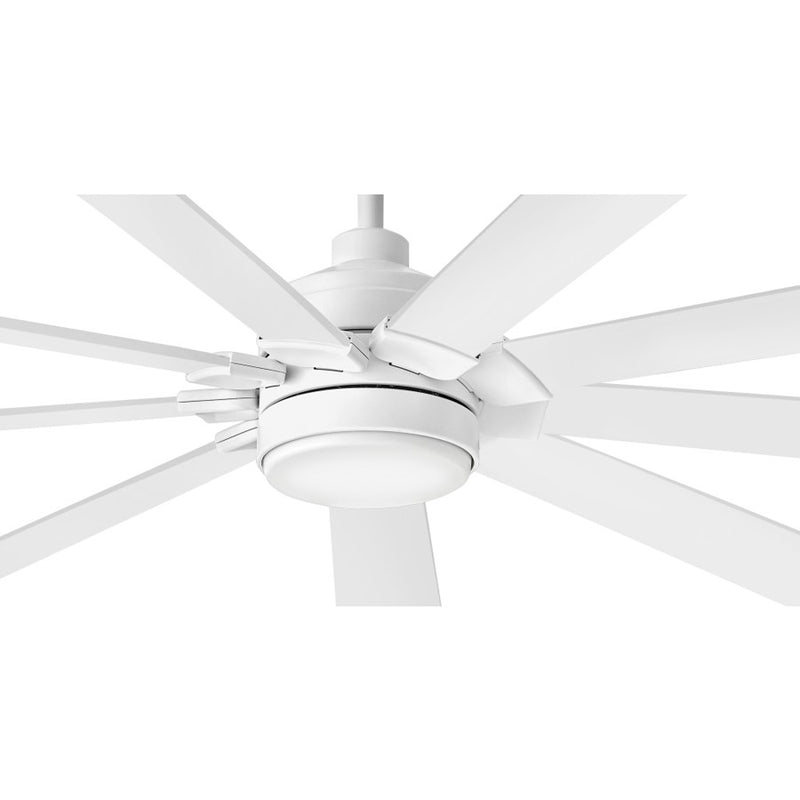 Hinkley Turbine 80in 9-Blade LED Smart Ceiling Fan | Modern Industrial Chalk White Steel and Etched Opal Glass | Covered Patio & | Model 904280FWW-LWD