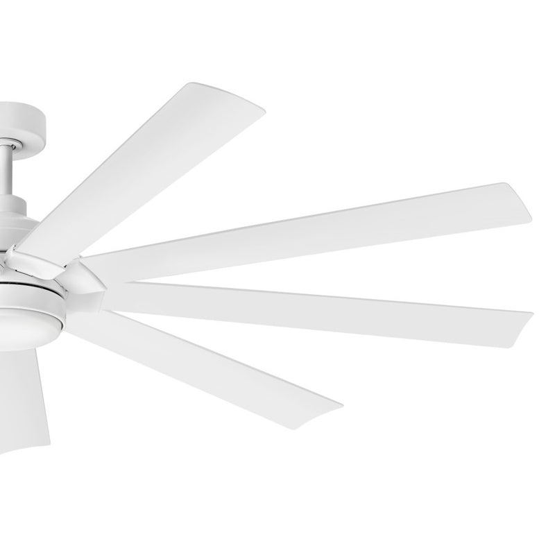 Hinkley Turbine 80in 9-Blade LED Smart Ceiling Fan | Modern Industrial Chalk White Steel and Etched Opal Glass | Covered Patio & | Model 904280FWW-LWD