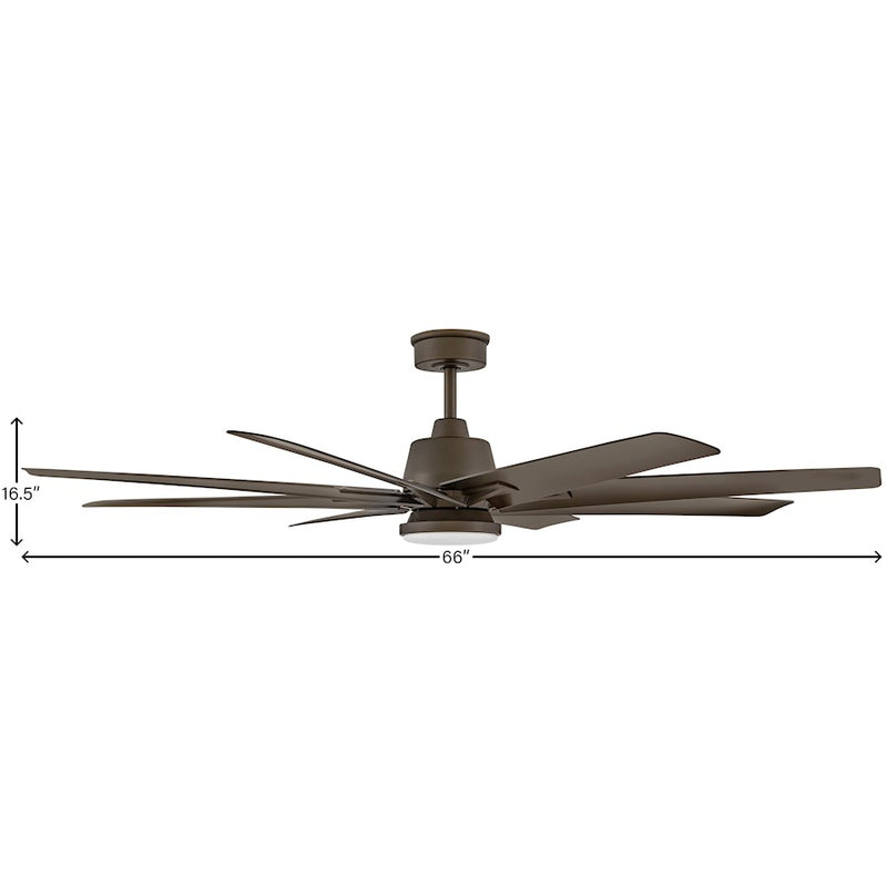 Hinkley Concur 66in 8-Blade LED Smart Ceiling Fan | Transitional Metallic Matte Bronze Steel and Composite | Indoor & Wet-Rated | Model 904566FMM-LWD