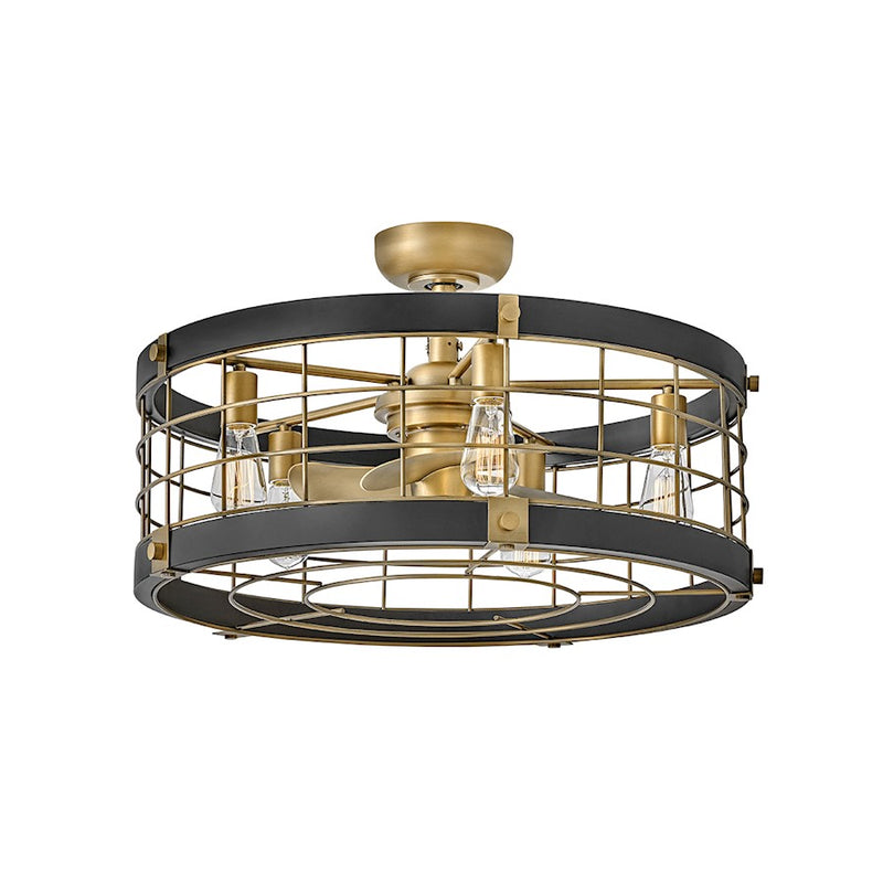 Hinkley Fan Bryce 27" LED Fandelier, Heritage Brass/Brass