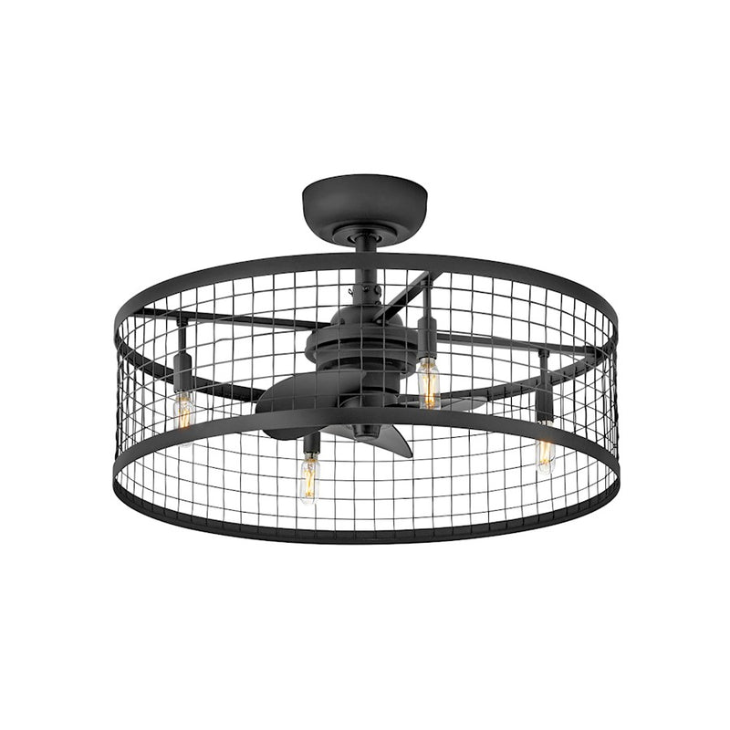 Hinkley Fan Finnigan 24" LED Fandelier, Matte Black/Black