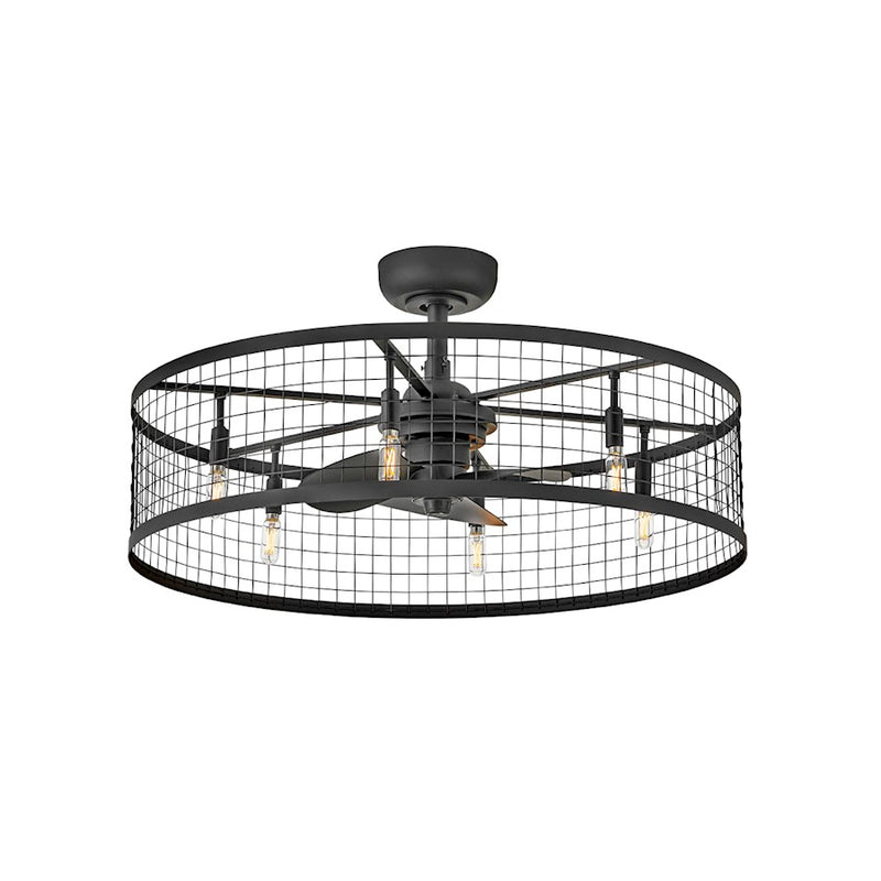 Hinkley Fan Finnigan 30" LED Fandelier, Matte Black/Black