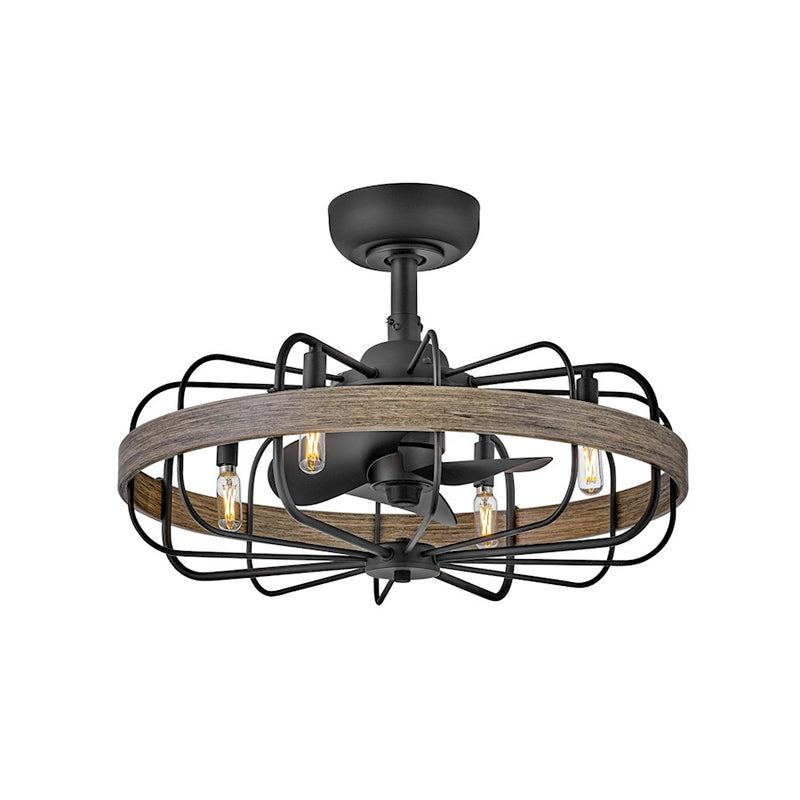 Hinkley Fan Eli 22" LED Fandelier, Matte Black/Black