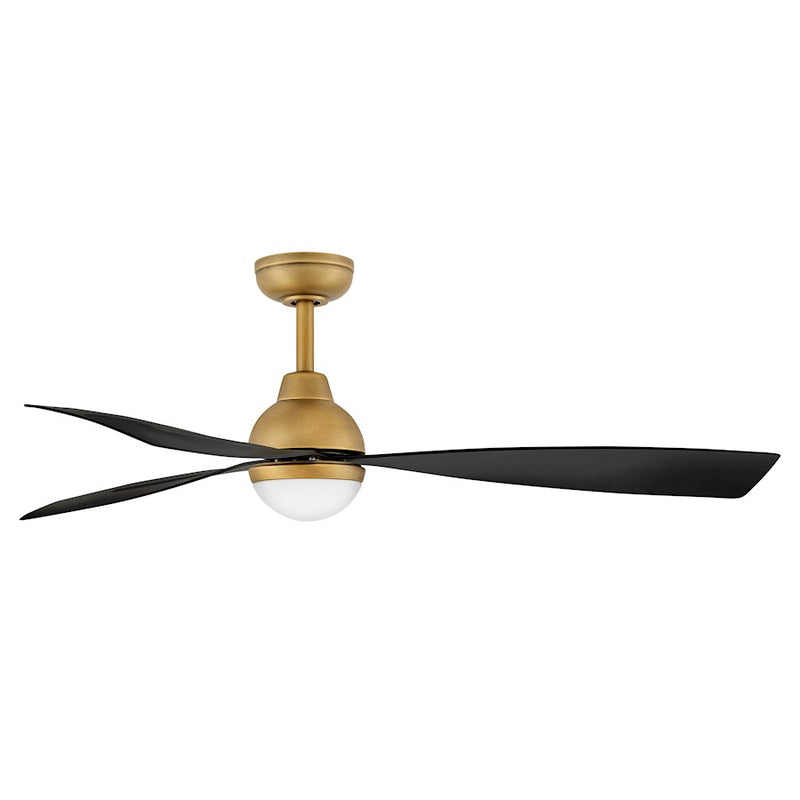Hinkley Una 56in LED Ceiling Fan | Modern Scandinavian Heritage Brass Steel and Matte Black Composite Blades | Damp Rated Indoor & | Model 905656FHB-LDD