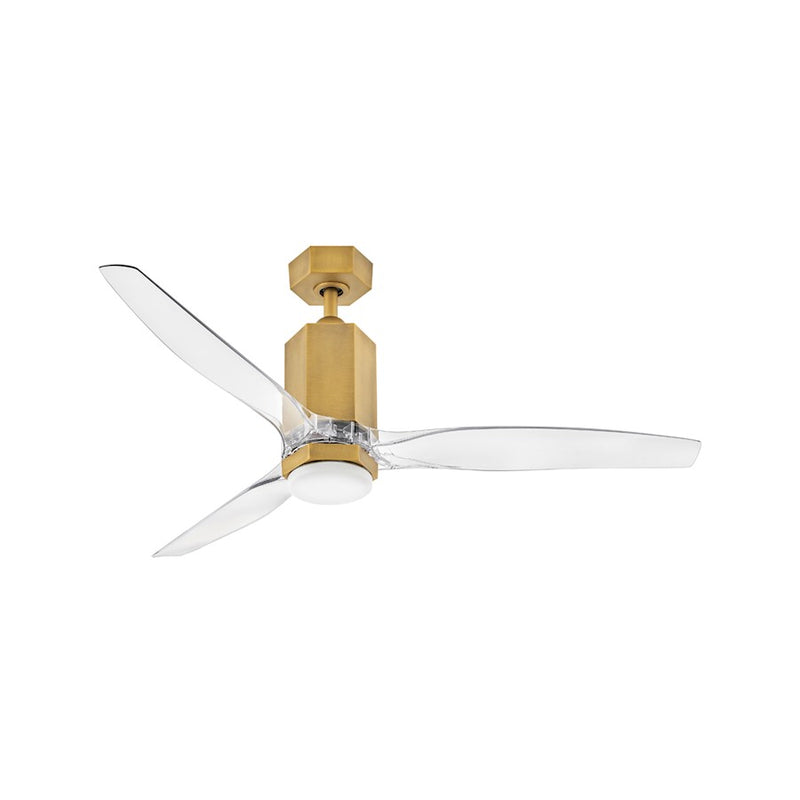 Hinkley Facet 52in 3-Blade LED Ceiling Fan | Modern Heritage Brass Steel and Clear Acrylic Blades | Indoor & Covered Patio | 52 x | Model 905852FHB-LDDK
