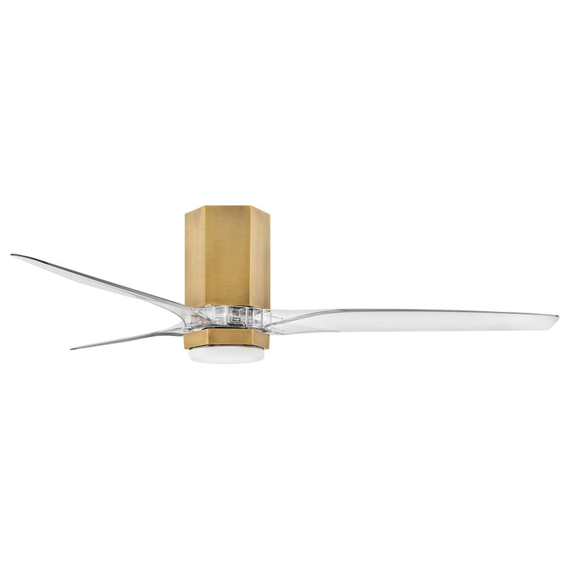 Hinkley Facet 52in 3-Blade LED Ceiling Fan | Modern Heritage Brass Steel and Clear Acrylic Blades | Indoor & Covered Patio | 52 x | Model 905852FHB-LDDK