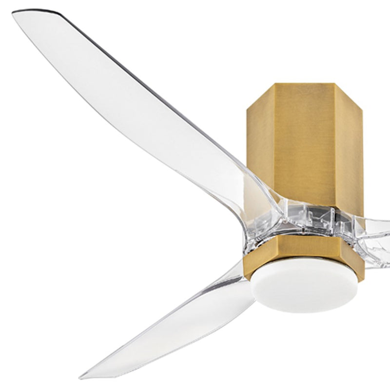 Hinkley Facet 52in 3-Blade LED Ceiling Fan | Modern Heritage Brass Steel and Clear Acrylic Blades | Indoor & Covered Patio | 52 x | Model 905852FHB-LDDK