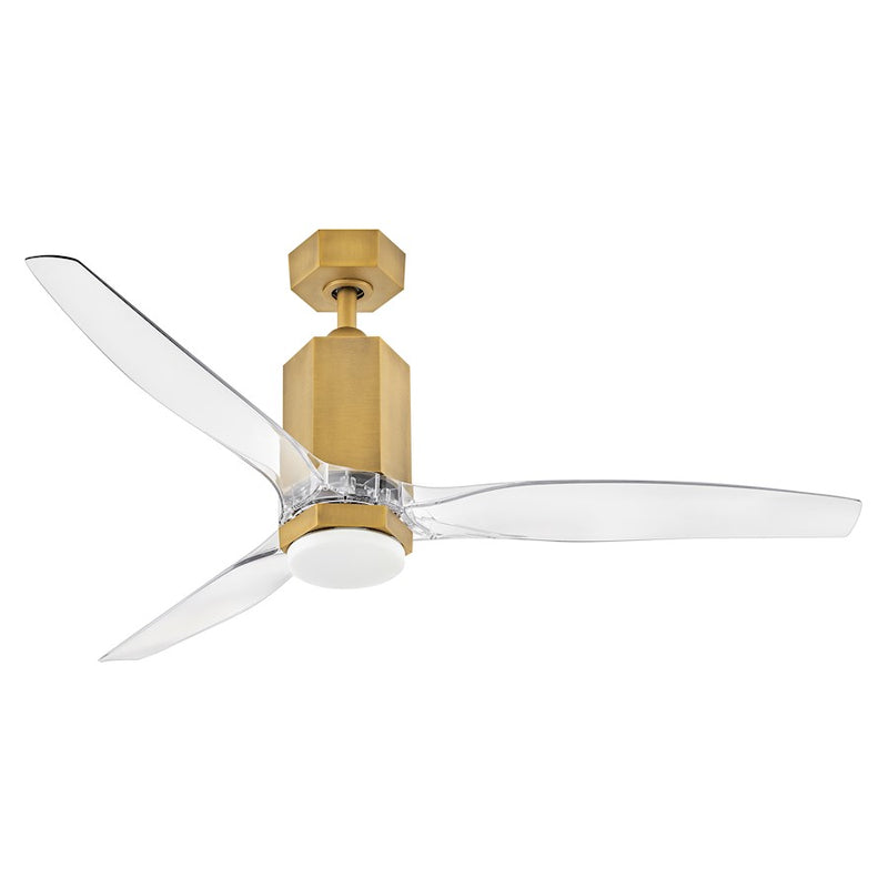 Hinkley Facet 52in 3-Blade LED Ceiling Fan | Modern Heritage Brass Steel and Clear Acrylic Blades | Indoor & Covered Patio | 52 x | Model 905852FHB-LDDK