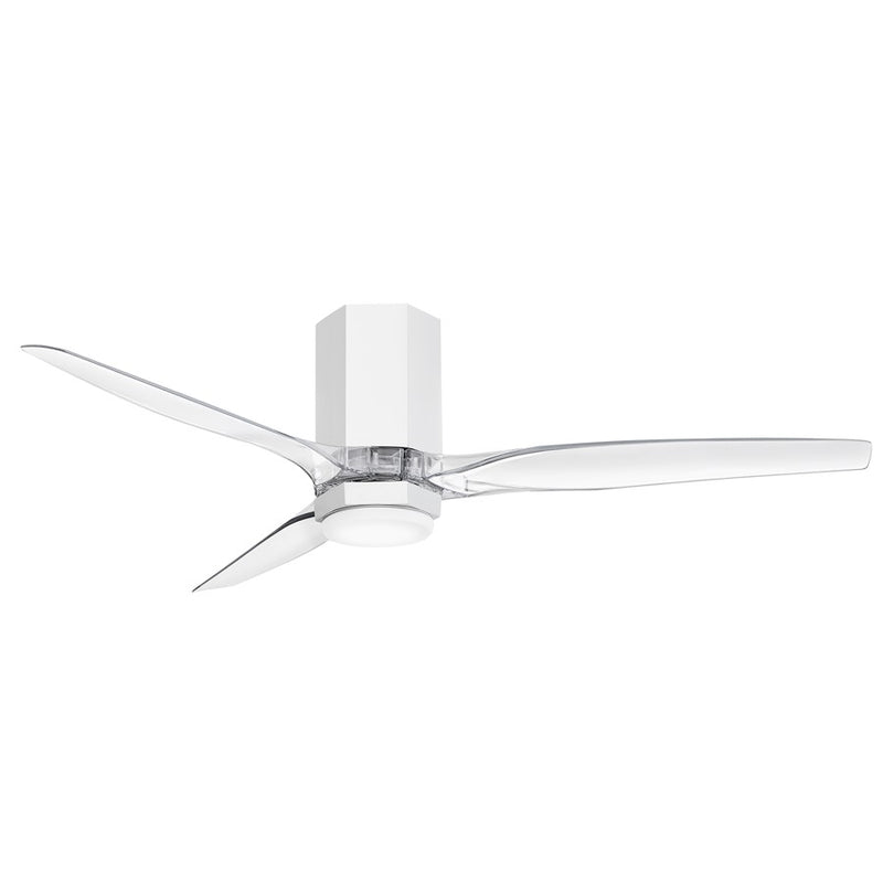 Hinkley Facet 52in LED Smart Ceiling Fan | Modern Matte White Steel and Clear Acrylic Blades | Covered Patio & Living Room | 52 x 52 | Model 905852FWC-LDD