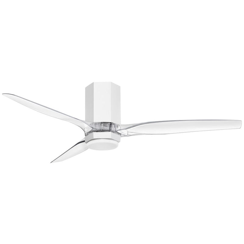Hinkley Facet 52in LED Smart Ceiling Fan | Modern Matte White Steel and Clear Acrylic Blades | Covered Patio & Living Room | 52 x 52 | Model 905852FWC-LDD