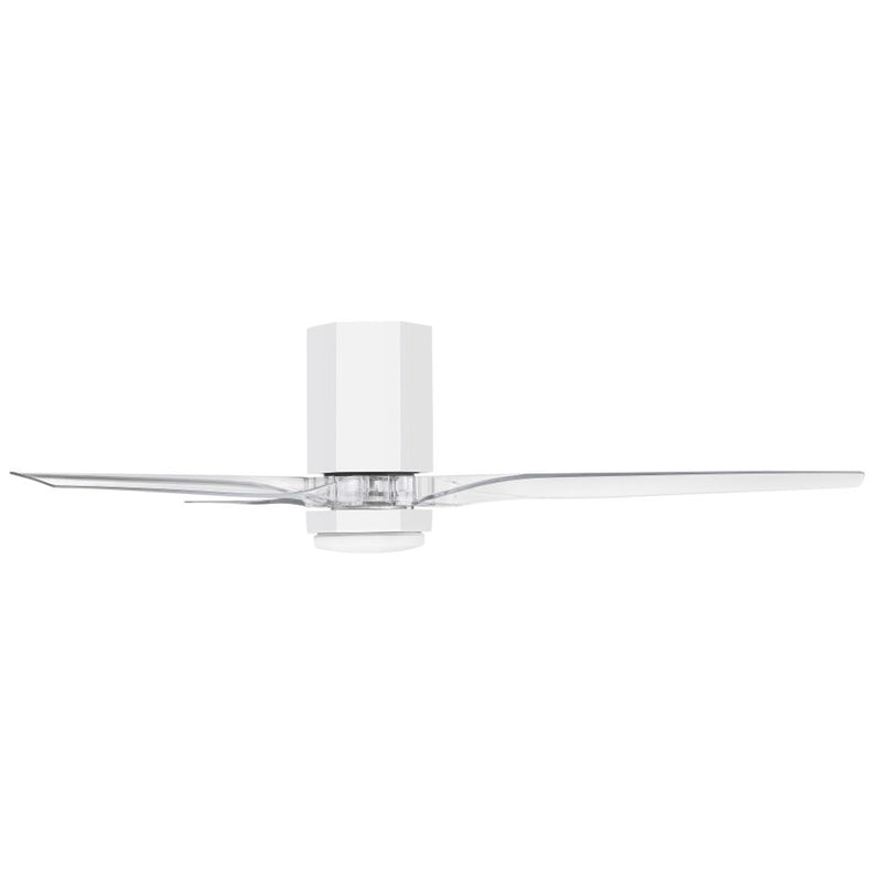 Hinkley Facet 52in LED Smart Ceiling Fan | Modern Matte White Steel and Clear Acrylic Blades | Covered Patio & Living Room | 52 x 52 | Model 905852FWC-LDD