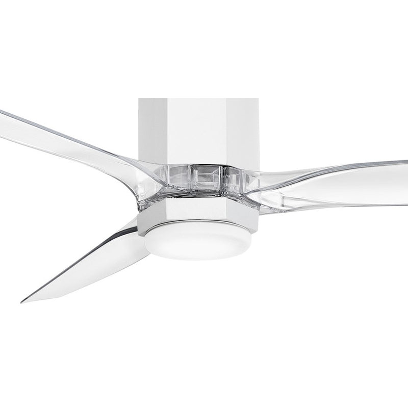 Hinkley Facet 52in LED Smart Ceiling Fan | Modern Matte White Steel and Clear Acrylic Blades | Covered Patio & Living Room | 52 x 52 | Model 905852FWC-LDD