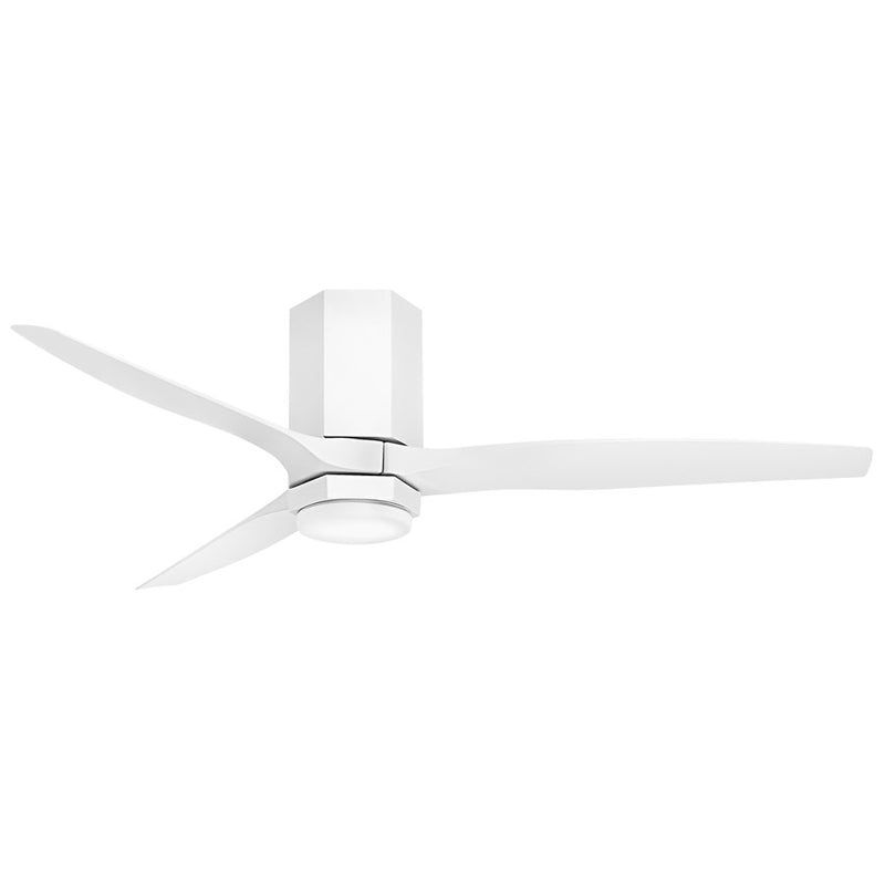 Hinkley Facet 52in LED Smart Ceiling Fan | Modern Matte White Steel and Etched Opal Glass | Covered Patio & Living Room | 52 x 52 x | Model 905852FWW-LDD