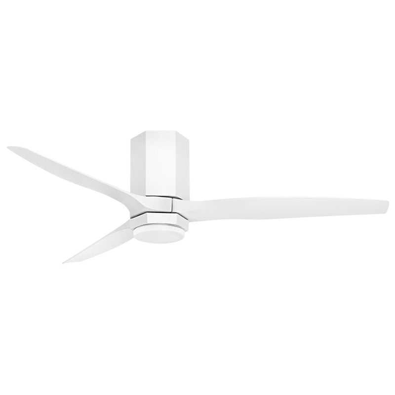 Hinkley Facet 52in LED Smart Ceiling Fan | Modern Matte White Steel and Etched Opal Glass | Covered Patio & Living Room | 52 x 52 x | Model 905852FWW-LDD