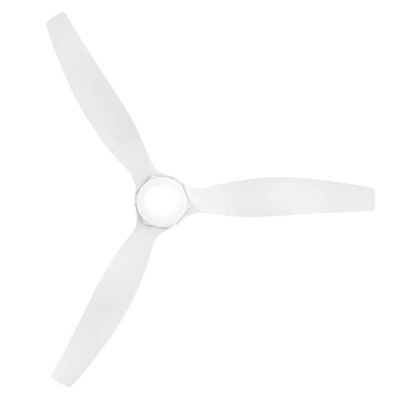 Hinkley Facet 52in LED Smart Ceiling Fan | Modern Matte White Steel and Etched Opal Glass | Covered Patio & Living Room | 52 x 52 x | Model 905852FWW-LDD